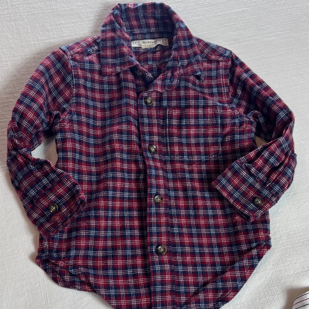 Hope & Henry Dip Gymboree Toddler Boys Plaid Flannel Striped Shirt Bundle 12-18M